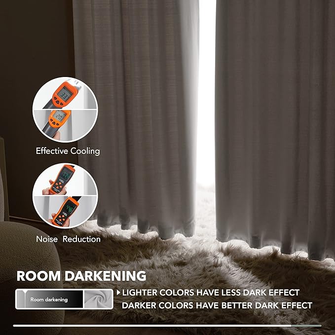 Deconovo Blackout Curtains, Thermal Insulated, W52 x L95 2 Panels, Back Tab, Machine Washable, Room-Darkening Drapes for Bedroom/Living Room Star White