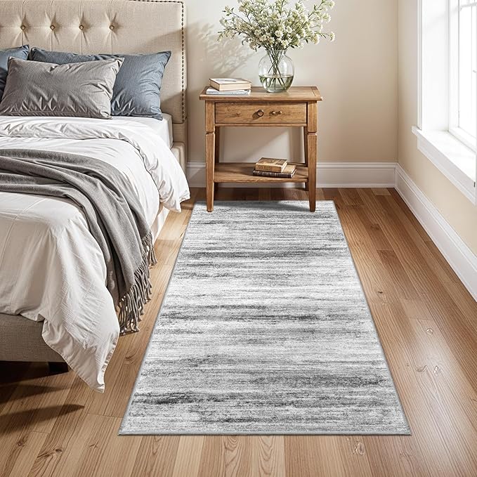 3x5 Area Rug Non-Slip: Washable Rugs for Hallway Entryway Kitchen Living Room Bedroom - Easy-to-Clean Stain and Water Resistant Carpet - Soft Low-Pile Throw Mat Grey