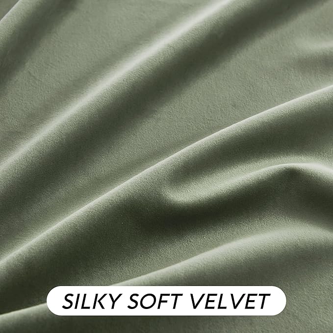RYB HOME Extra Long Velvet Curtains 120 inches Long, High Ceiling Curtains for Living Room Bedroom Sliding Glass Door, Sage Green, W 52 x L 120, 2 Panels Set