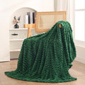 Dark Hunter Green Throw Blanket 50"×60" inches Fuzzy 3D Jacquard Decorative Flannel Fleece Super Soft Plush Cozy Blanket for Couch Sofa Chair Lightweight