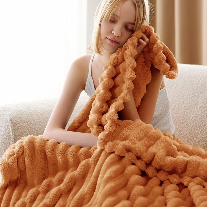 Bedsure GentleSoft Orange Fall Throw Blanket for Couch - Cozy Soft Blankets for Women, Cute Small Fall Throws for Girls, Orange, 50x60 Inches