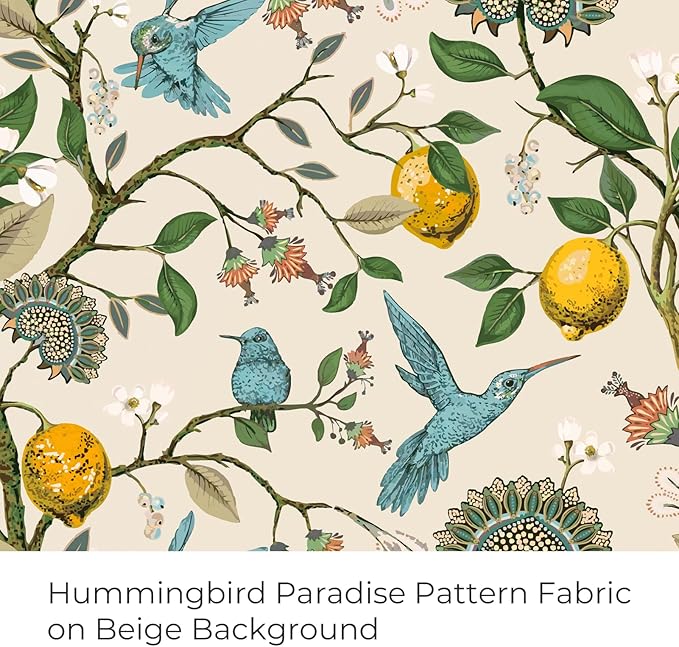 Topfinel Vintage Floral Curtains 72 Inches Long Boho French Country Grommet Botanical Hummingbird Woodland Patterned Lemon Drapes for Bedroom Dining Living Room