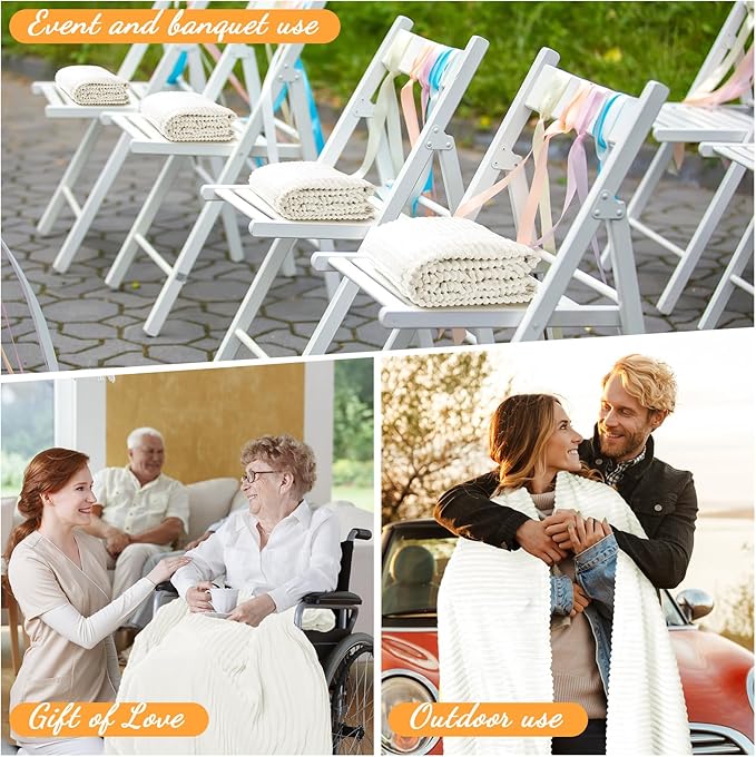 Buryeah 6 Pcs Flannel Throw Blanket Bulk 50 x 60 in Sleepover Blanket Outdoor Wedding Throw Lightweight, Oeko-tex Standard 100 Certified for Sofa Homeless Gifts (White)