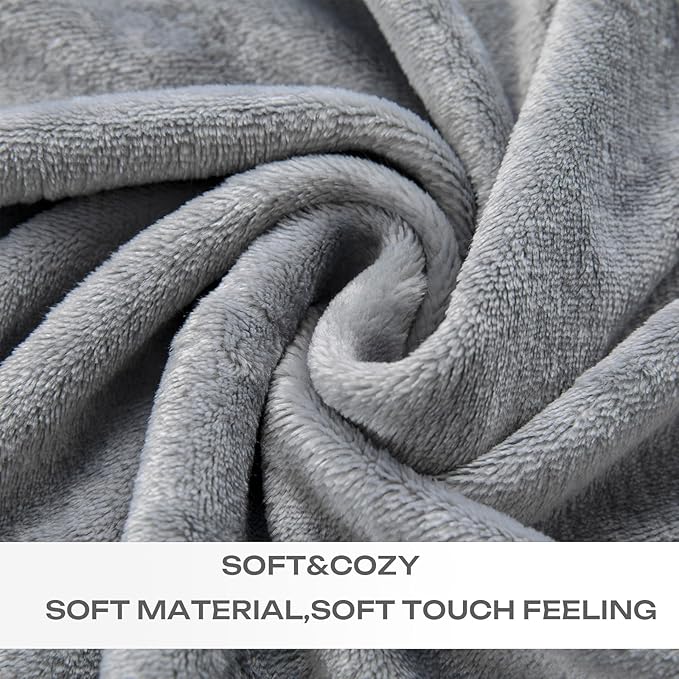 JIAHANNHA Fleece Blanket Twin Size Grey 60 by 80 Inches Throw Blankets for Couch Sofa Bed 280GSM,Super Soft Cozy and Luxury Bed Blanket for All Season