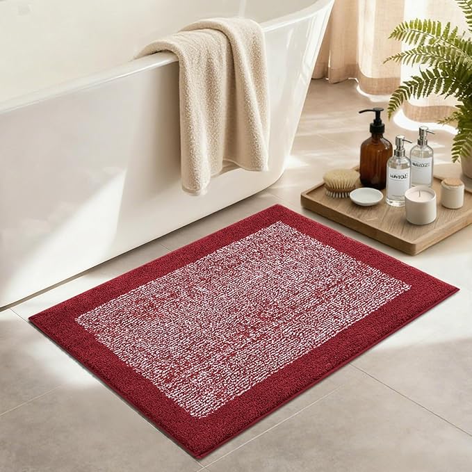 Bathroom Rugs 30x20 Non Slip Washable, Red Bath Mat for Bathroom Floor Tub, Soft Absorbent Quick Dry Mats for Shower, Bathtub,Home Decor