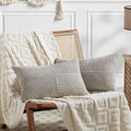 Fancy Homi 2 Packs Neutral Grey Lumbar Decorative Throw Pillow Covers 16x28 Inch for Living Room Couch Bed Sofa, Farmhouse Home Decor, Soft Striped Corduroy Rectangle Accent Cushion Case 40x70 cm