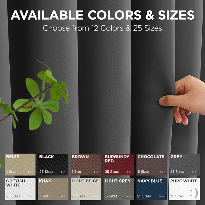 Joydeco Blackout Patio Sliding Door Curtains 96 Inches Long, Grommet Privacy Room Divider Curtains, Extra Wide Thermal Blackout Drapes for Bedroom Living Room (Grey, 80Wx96L, 1 Panel)