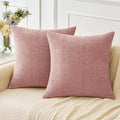 MIULEE Pack of 2 Couch Valentines Throw Pillow Covers 20x20 Inch Soft Spring Blush Pink Chenille Pillow Covers for Sofa Living Room Solid Dyed Pillow Cases