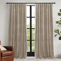RYB HOME Camel Beige Velvet Curtains with Hook Tape, Extra Wide Thermal Insulated Privacy Protect Decorative Drapes for Living Room, W 62 x L 96 inches, 2 Panels Set