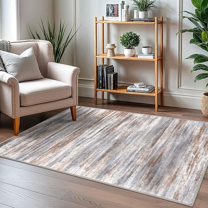 KOZYFLY Abstract Modern 3x5 Ft Area Rug in Grey Brown- Non-Slip and Machine Washable Indoor Rug, Versatile for Entryway, Kitchen, Living Room, Bedroom, Laundry or Nursery Door Mat