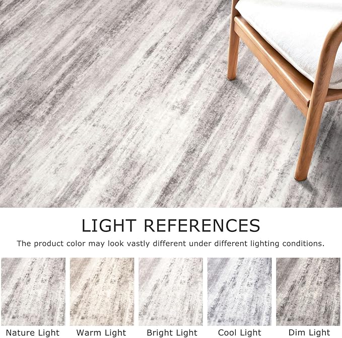 KOZYFLY Modern Abstract Washable Rug Runner 2.6x14 Hallway Rug Runner Non-Slip Soft Kitchen Runner Rugs, Grey/Light Beige/Brown Striped Carpet for Entryway Bathroom
