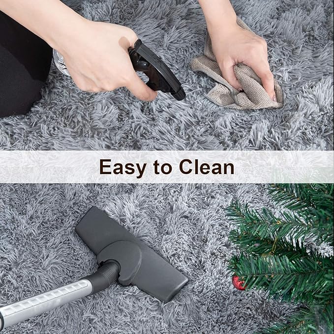 TWINNIS Super Soft Shaggy Rugs Fluffy Carpets, 7x10 Feet, Indoor Modern Plush Area Rugs for Living Room Bedroom Kids Room Nursery Home Decor, Upgrade Anti-Skid Rectangular Fuzzy Rug, Grey