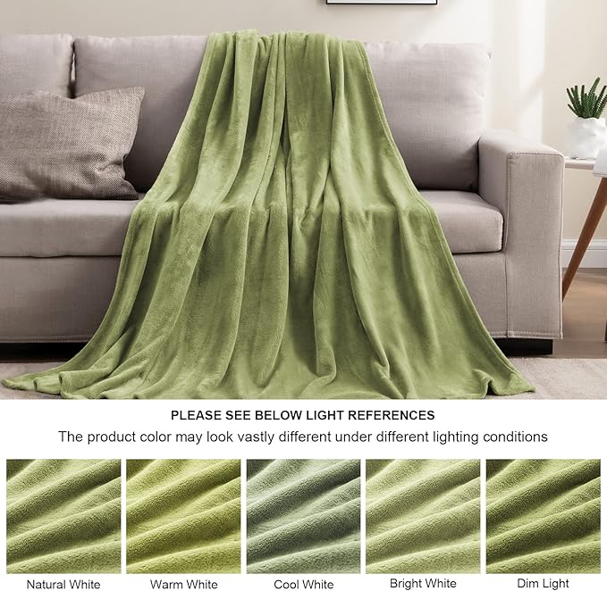 BEDELITE Fleece Blanket Sage Green Throw Blanket for Couch & Bed, Luxury Plush Cozy Fuzzy Blanket 50" x 60", Super Soft Warm Lightweight Throw Blanket for Travel Camping