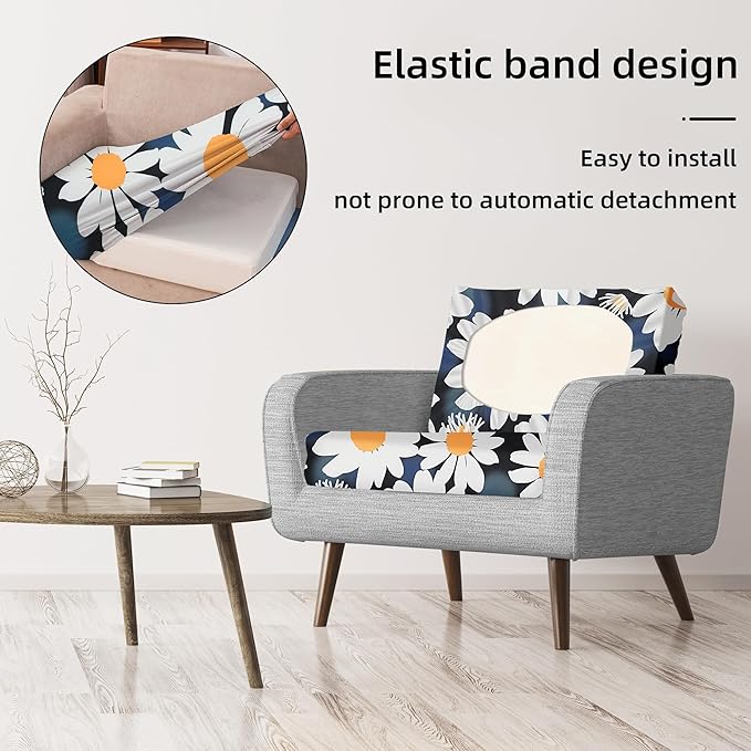 8Pcs Stretch Patio Cushion Covers,Outdoor Couch Covers Replacement,Outdoor Couch & Sofa Slipcovers,for Patio Furniture Cushion Covers,Washable Reusable urniture Protector(Chrysanthemum,8PCS)