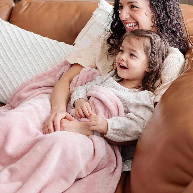 Bedsure GentleSoft Pink Throw Blanket for Couch - 300GSM Soft Cozy Fleece Blankets for Home Decor Gifts, 50x60 Inches