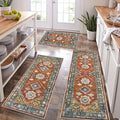 HEBE Boho Kitchen Rug Sets 3 Piece with Runner Non Slip Kitchen Rugs and Mats Washable Kitchen Mats for Floor Thick Kitchen Floor Mat Carpet Runner Rugs for Hallway Laundry Holiday Decor