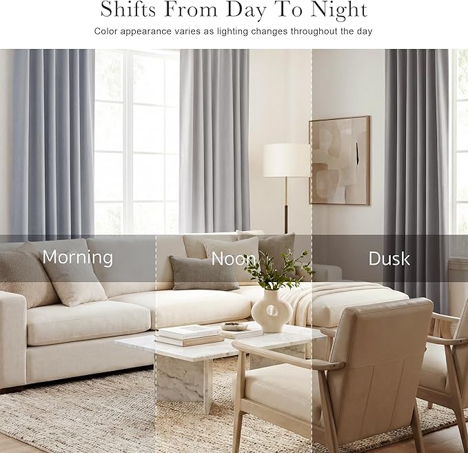 PONY DANCE Bedroom Window Curtains - Back Tab & Rod Pocket Drapes Window Treatments Privacy Protect/Blackout Curtain Panels for Dining Room, 42" W by 54" L, Silver Grey, 2 Pieces