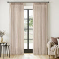 MIULEE Pinch Pleated Thick Linen Curtains 96 Inches Long 2 Panels for Living Room Bedroom, Memory Trained Pleat Drapes Light Filtering Sand Beige Semi Sheer Window Curtains Hooks Rings Back Tab