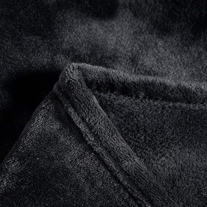 TASTHROW Large Flannel Fleece Throw Blanket, 90×90 Inch - Cozy Lightweight Thick Blanket - All Seasons Suitable for Women, Men and Kids (Black)