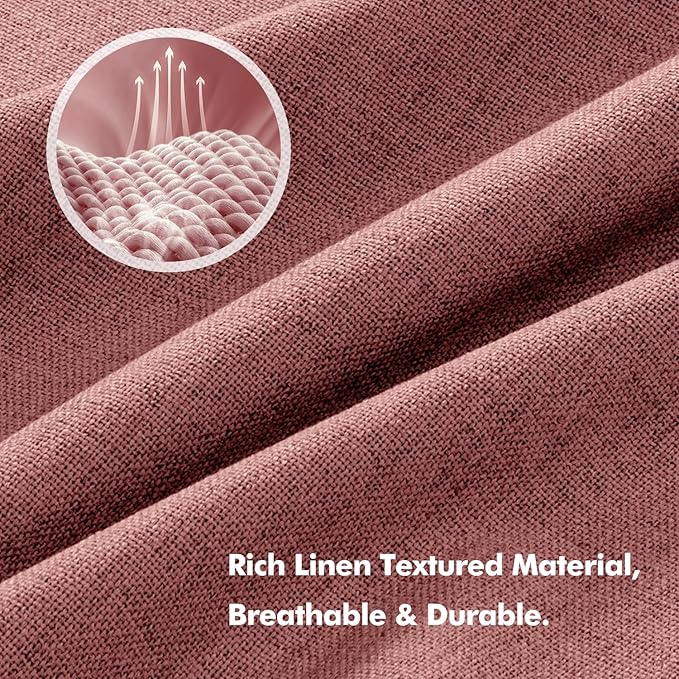 MIULEE 100% Blackout Linen Curtains for Bedroom, Dusty Rose Solid Luxury Decor Thermal Insulation Room Darkening Drapes for Living Room Nursery Back Tab Rod Pocket 42 x 84 Inches, 2 Panels