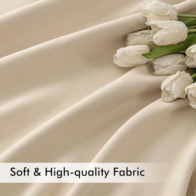 MIULEE Back Tab Cream Beige Curtains 108 Inch Long 2 Panels Set for Living Room Bedroom, Ivory Rod Pocket/Pinch Pleated Light Blocking Extra Long Thermal Insulated Room Darkening Blackout Drapes