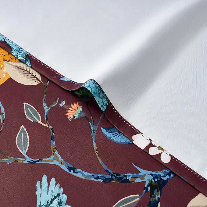 Topfinel Rust Boho Floral Curtains 90 Inches Long 2 Panels Unique Luxury Elegant Colorful Euro Flower Hummingbird Patterned Rustic Vintage Grommet Drapes for Classroom Room Office Closet