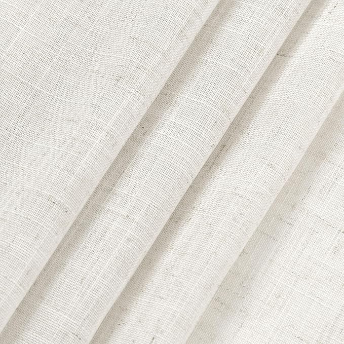 Extra Long Beige White Linen Curtains 126 Inch for Living Room 2 Panels Set Rod Pocket Back Tab Light Filtering Semi Sheer Soft Linen Window Curtain Privacy High Ceiling Drapes for Farmhouse 52x126