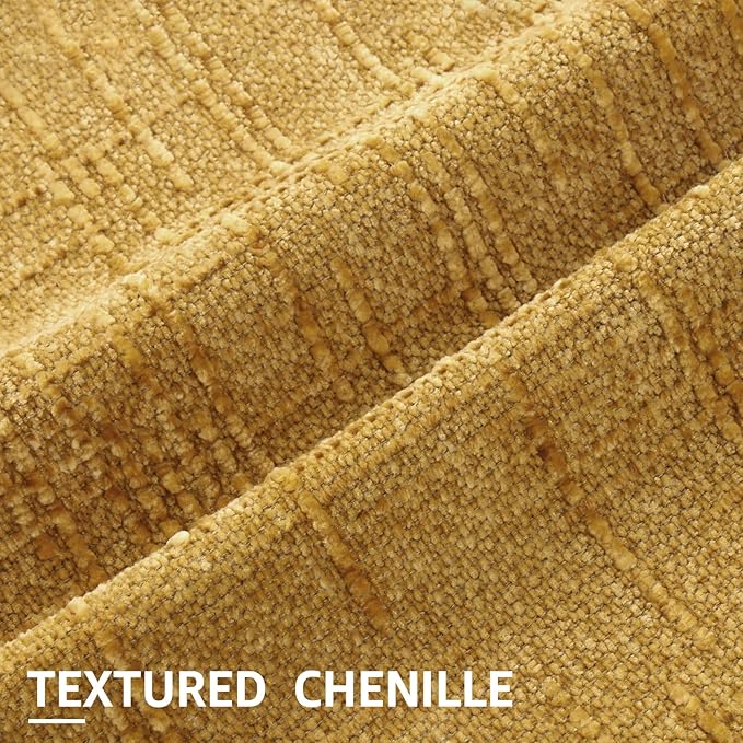 decorUhome Summer Mustard Yellow Chenille Throw Pillow Covers 20x20 Set of 2 Textured Soft Cozy Slubby Couch Pillow Covers Modern Farmhouse Boho Decorative Pillow Cases for Bed Sofa Living Room