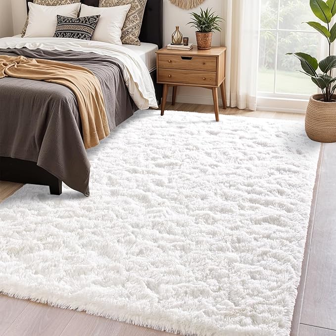Chicrug Soft Area Rugs for Bedroom Living Room Plush Fluffy Rug 9x12 Feet, Shag Furry Area Rug Carpet Non Shedding for Nursery Children Kids Girls Room Home Decorative, Cream