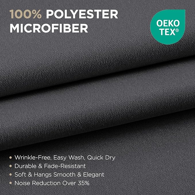 Joydeco Blackout Curtains 90 Inches Long 1 Panel, Thermal Insulated Long Curtains& Drapes 1 Piece, Room Darkening Grommet Drapes for Living Room Bedroom Window (W70 x L90 Inch, Dark Grey)