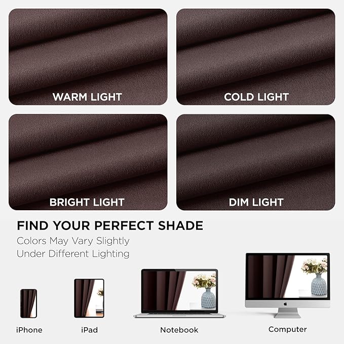 Joydeco Blackout Curtains 95 Inch Length 2 Panels Set, Thermal Insulated Long Curtains& Drapes 2 Burg, Room Darkening Grommet Drapes for Living Room Bedroom Window (W52 x L95 Inch, Chocolate)