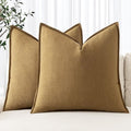 MIULEE Decorative Linen Pillow Covers 20x20 Inch Mustard Yellow Boho Farmhouse Neutral Couch Throw Pillows for Bed Pack of 2 Accent Modern Pillowcase Summer Sofa Livingroom Home Decor