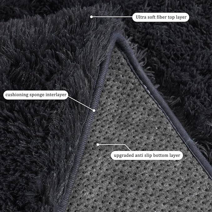 Rugs for Bedroom 4x6, Soft Shaggy Modern Shag Area Rug for Living Room, Upgrade Non-Slip Plush Fluffy Carpet for Kids Boys Girls Room Home Decor Aesthetic, Charcoal Gray