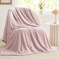 BEDELITE Fleece Twin Blankets for Couch & Bed - 3D Jacquard Decorative Lotus Pink Blanket, Super Soft and Cozy Warm Fuzzy Blanket All Seasons Suitable, 60x80Inches