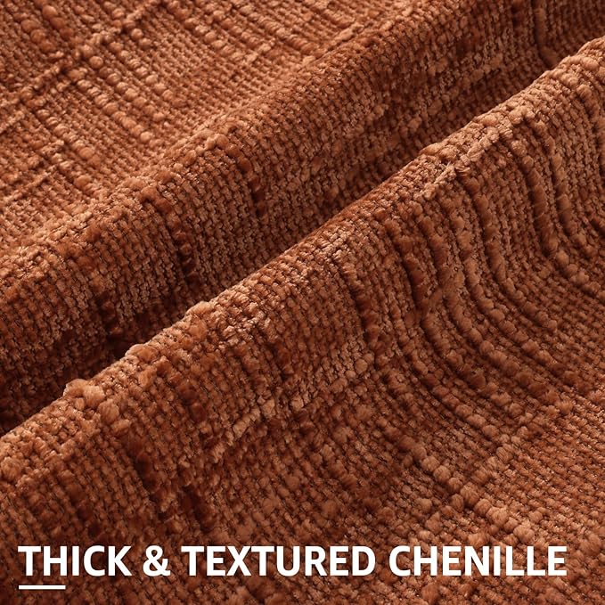 decorUhome Rust Chenille Throw Pillow Covers 18x18 Set of 2 Textured Soft Cozy Slubby Couch Pillow Covers Modern Farmhouse Boho Decorative Pillow Cases for Bed Sofa Living Room