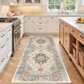 RELEANY Area Rugs 3'x6' Runner Rug Non Slip Washable for Kitchen Hallway Bedroom Beside Laundry Room Bathroom Rug, Floor Carpet, Beige Navy Blue Orange Colorful