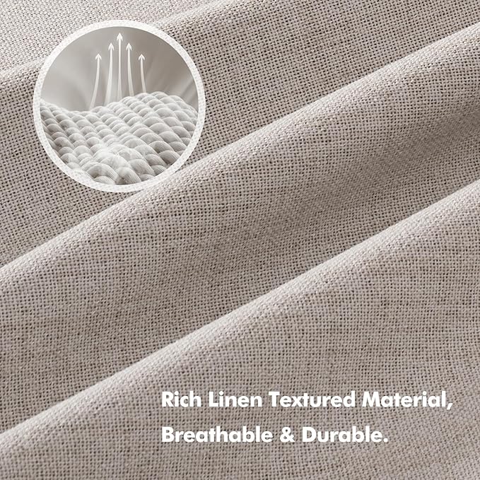 MIULEE 100% Blackout Linen Curtains for Bedroom, Ivory Solid Luxury Decor Thermal Insulation Room Darkening Drapes for Living Room Nursery Back Tab Rod Pocket 42 x 96 Inches, 2 Panels