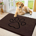 Smiry Dog Door Mat for Muddy Paws, Absorbent Dirt Trapper Non Slip Quick Dry Washable Chenille Mat for Mud Dogs, Entry Rug for Indoor and Outdoor (36x24 Inches, Brown and Black)