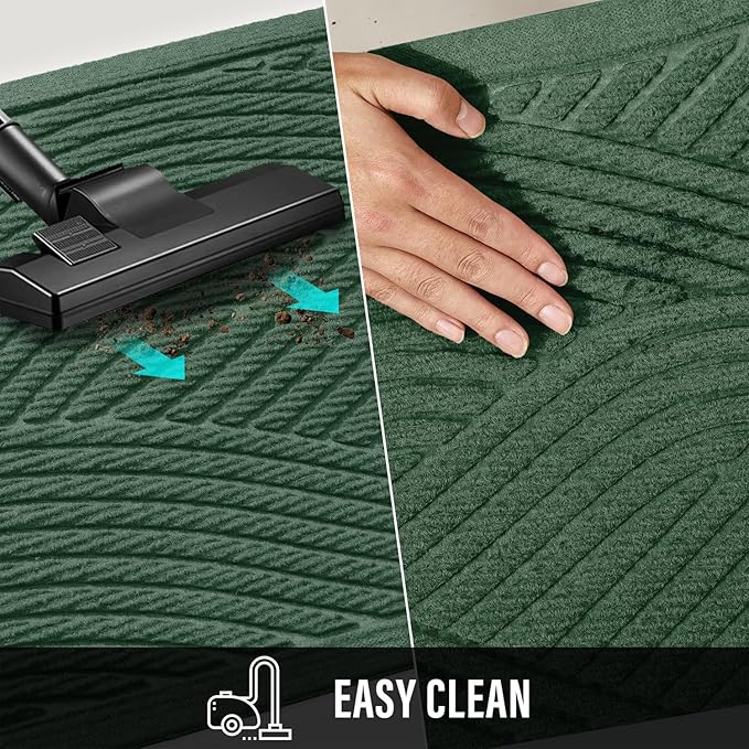 HIYARD Sturdy Front Door Mat, Absorbent Muddy Dirt Resist Welcome Door Mats Outdoor Indoor, Stain and Fade Resistant, Non-Slip Backing Entry Mat Low Profile Doormat for Entryway, 36×24, Green