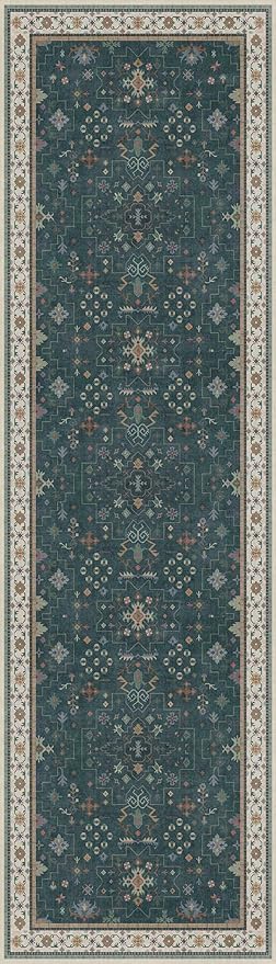 Hazo Haus Vintage 2x7 Washable Runner Rug Non Slip for Kitchen, Bathroom, Hallway - Low Pile Stain Resistant 7ft Long Runner Rugs - Victorian Eclectic Floral Pastel Home Decor (2x7 Dark Green)