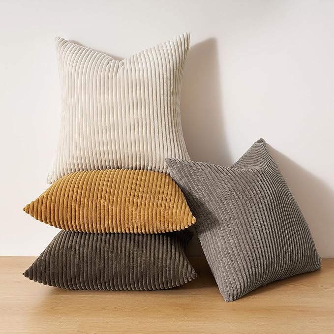 Topfinel Decorative Brown Throw Pillow Covers Cushion Cases, Set of 4 Soft Velvet Modern Double-Sided Designs, Rustic Home Decor, Pillow Inserts Not Included (22x22 inch)