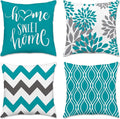 Hexagram Geometric Teal Pillow Covers 20x20 Set of 4, Decorative Outdoor Boho Modern Throw Pillow Covers, Home Sweet Home Farmhouse Cushion Case for Couch Sofa Bedroom Indoor Decor(No Insert)