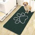 OLANLY Dog Door Mat for Muddy Paws 47x24, Paw Print Design, Absorbs Moisture and Dirt, Absorbent Non-Slip Washable Doormat, Quick Dry Chenille Mud Mat, Entry Indoor Entryway Carpet, Blackish Green