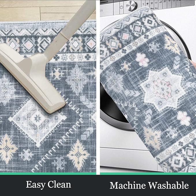 HEBE Boho Kitchen Rug Sets 3 Piece with Runner Non Slip Kitchen Rugs and Mats Washable Kitchen Mats for Floor Thick Kitchen Floor Mat Carpet Runner Rugs for Hallway Laundry Holiday Decor