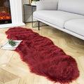 Ashler Faux Fur Rug, Deep Red Area Rugs, Fluffy Sheepskin Fur Rug, Fuzzy Ultra Soft 2 x 6 Ft Rugs, Machine Washable Shag Rug, Nursery Throw Rugs for Bed, Living Room