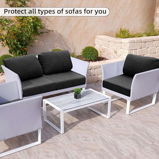 Outdoor Cushion Covers Set,8PCS Patio Furniture Couch Seat Slipcovers, Replacement for Sofa Sectional Chair(Cover，Only)