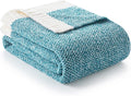 Snuggle Sac Teal Throw Blankets for Couch, Super Soft Warm Blankets Cozy Knit Fuzzy Plush Lightweight Throws for Sofa, Bed, Living Room, Heather Teal, 50x60 inches