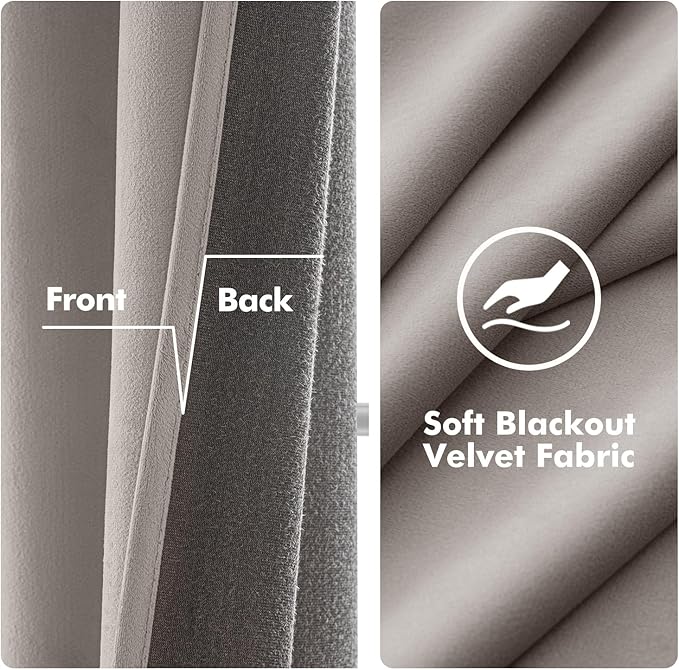 MIULEE Velvet Curtains Silver Light Grey Elegant Grommet Thermal Insulated Soundproof Room Darkening Curtains/Drapes for Classical Living Room Bedroom Decor 52 x 96 Inch Set of 2