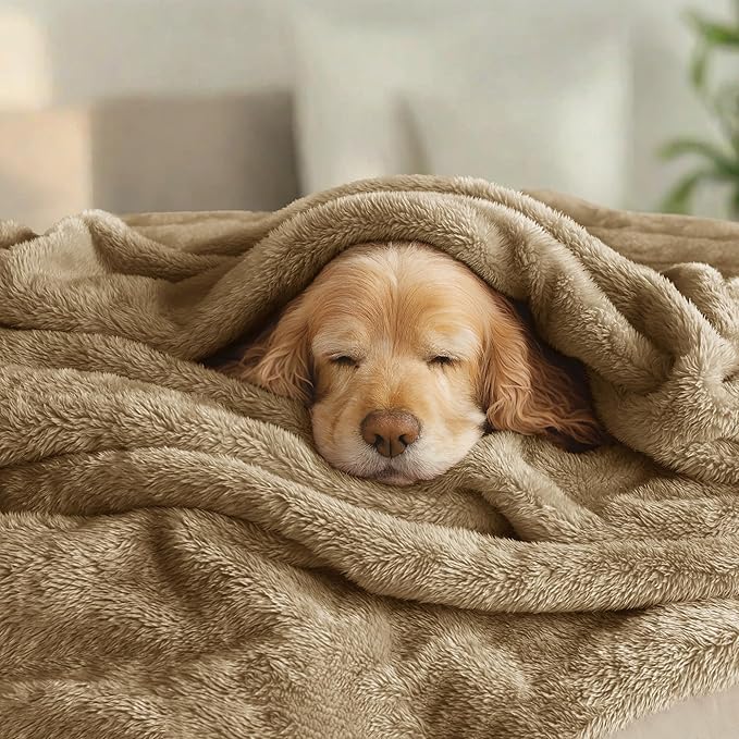 Exclusivo Mezcla Plush Fuzzy Fleece Bed Blanket Queen Size, Super Soft, Fluffy and Warm Blankets for Couch, Bed, All Season (Brown, 90x90 inches)