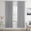 Guken Grey 100% Blackout Curtains 72 Inch Length 2 Panels Set for Living Room Bedroom Back Tab Thermal Insulated Black Out Linen Drapes Room Darkening Window Curtains 72 Inches Long